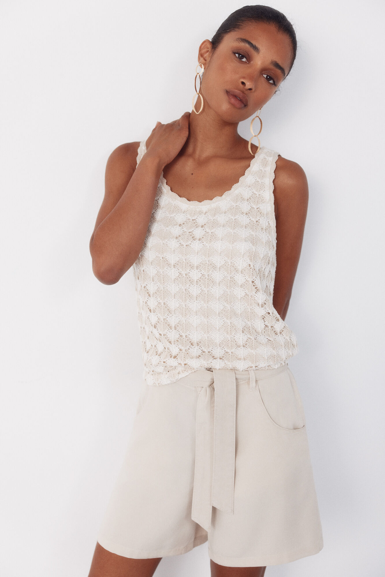 Cortefiel Rustic top structure Ivory