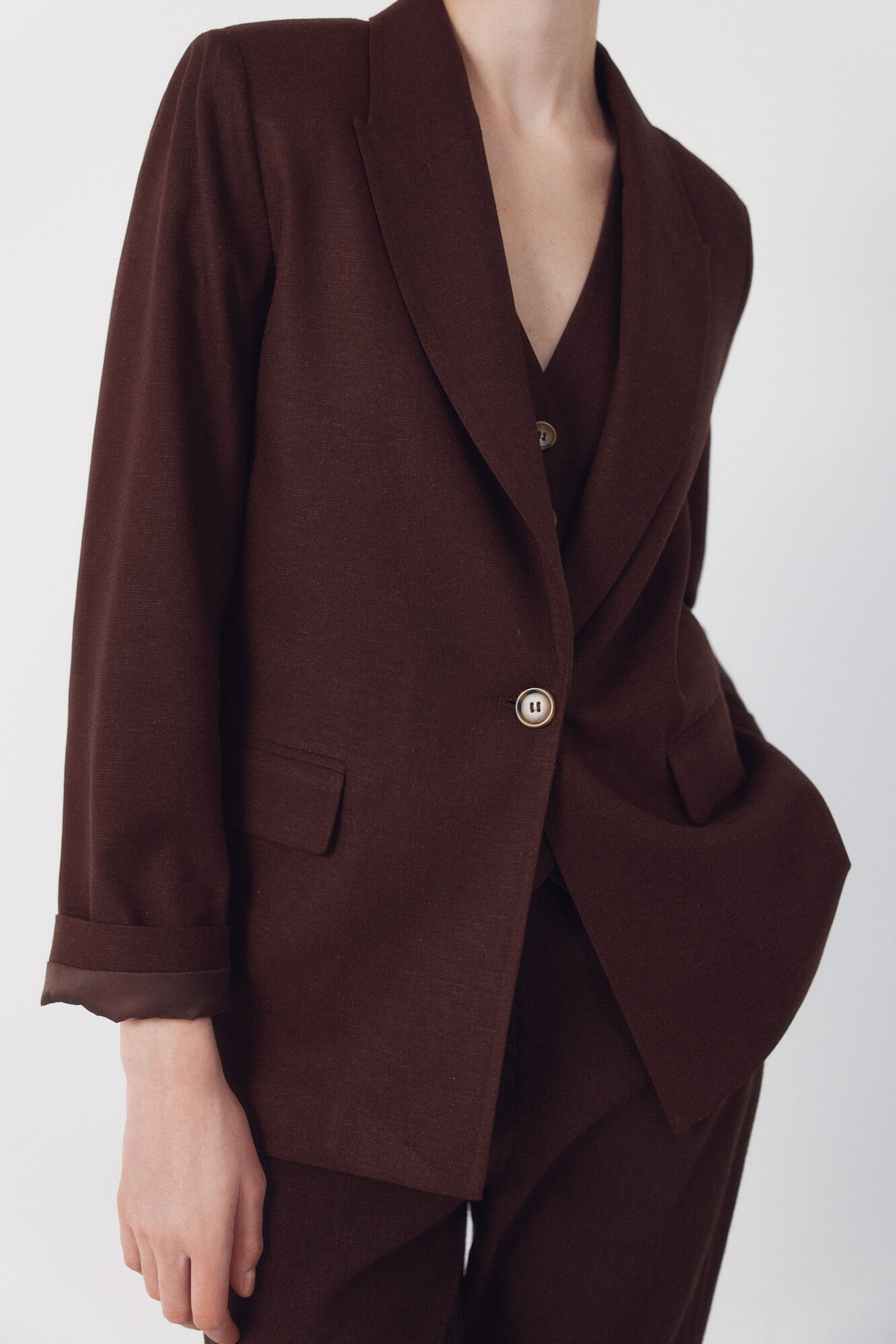 Cortefiel Blazer tejido con lino