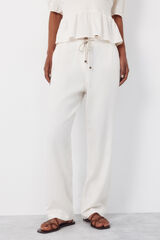 Cortefiel Trousers with belt Ivory