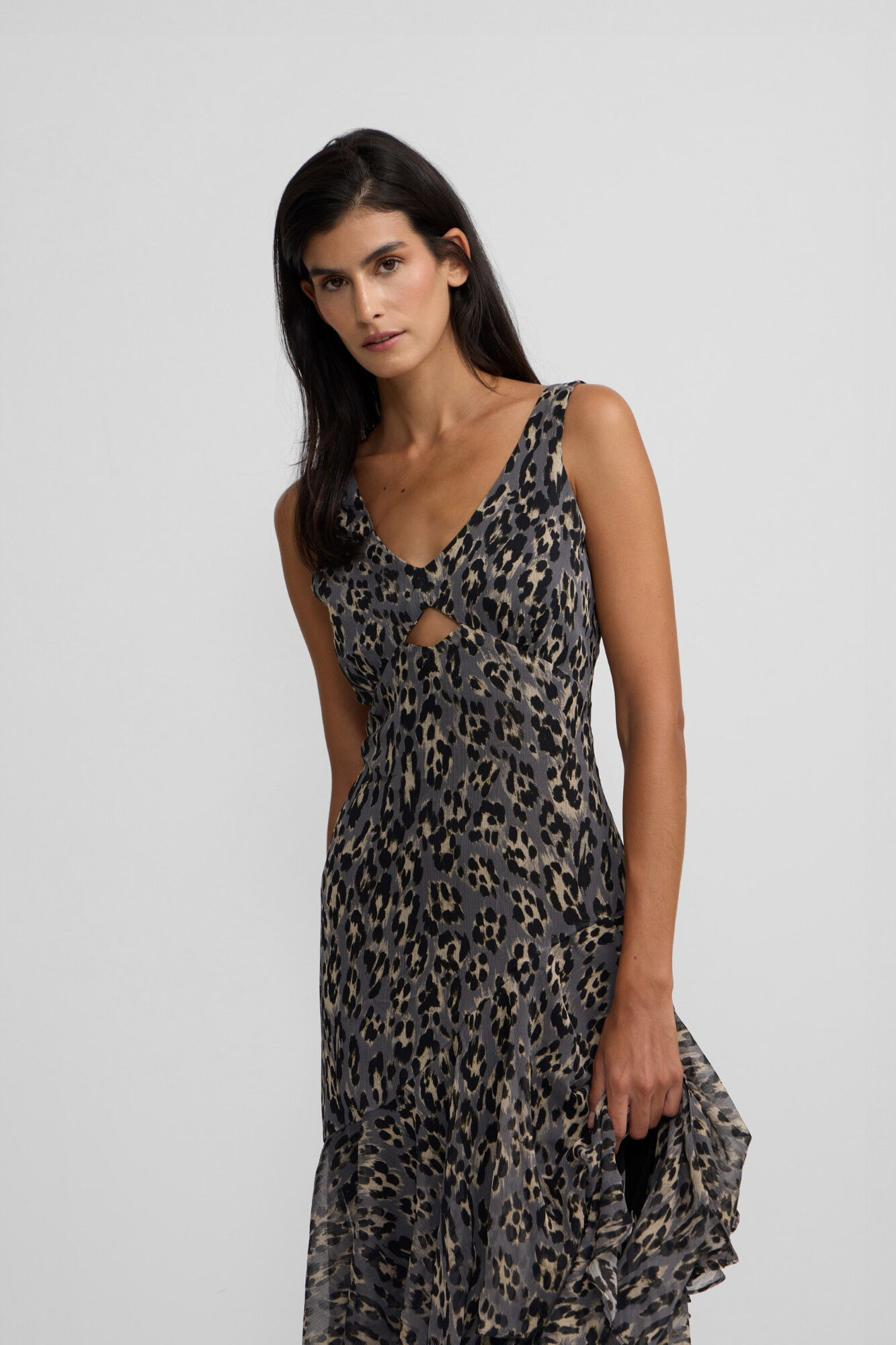 Silbon Long animal print dress Printed blue