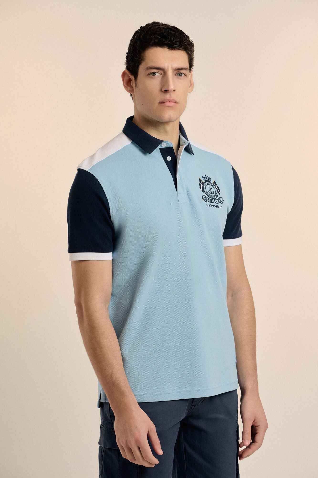 Valecuatro Polo tricolor Valecautro Azul