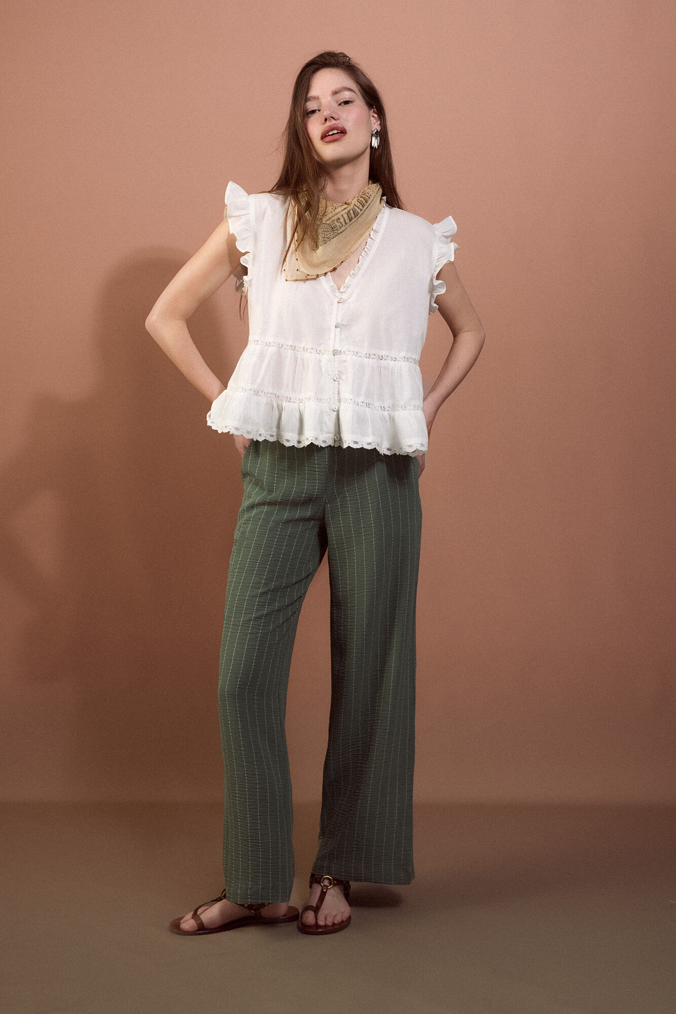 Slowlove Pantal&oacute;n de pata ancha Printed green