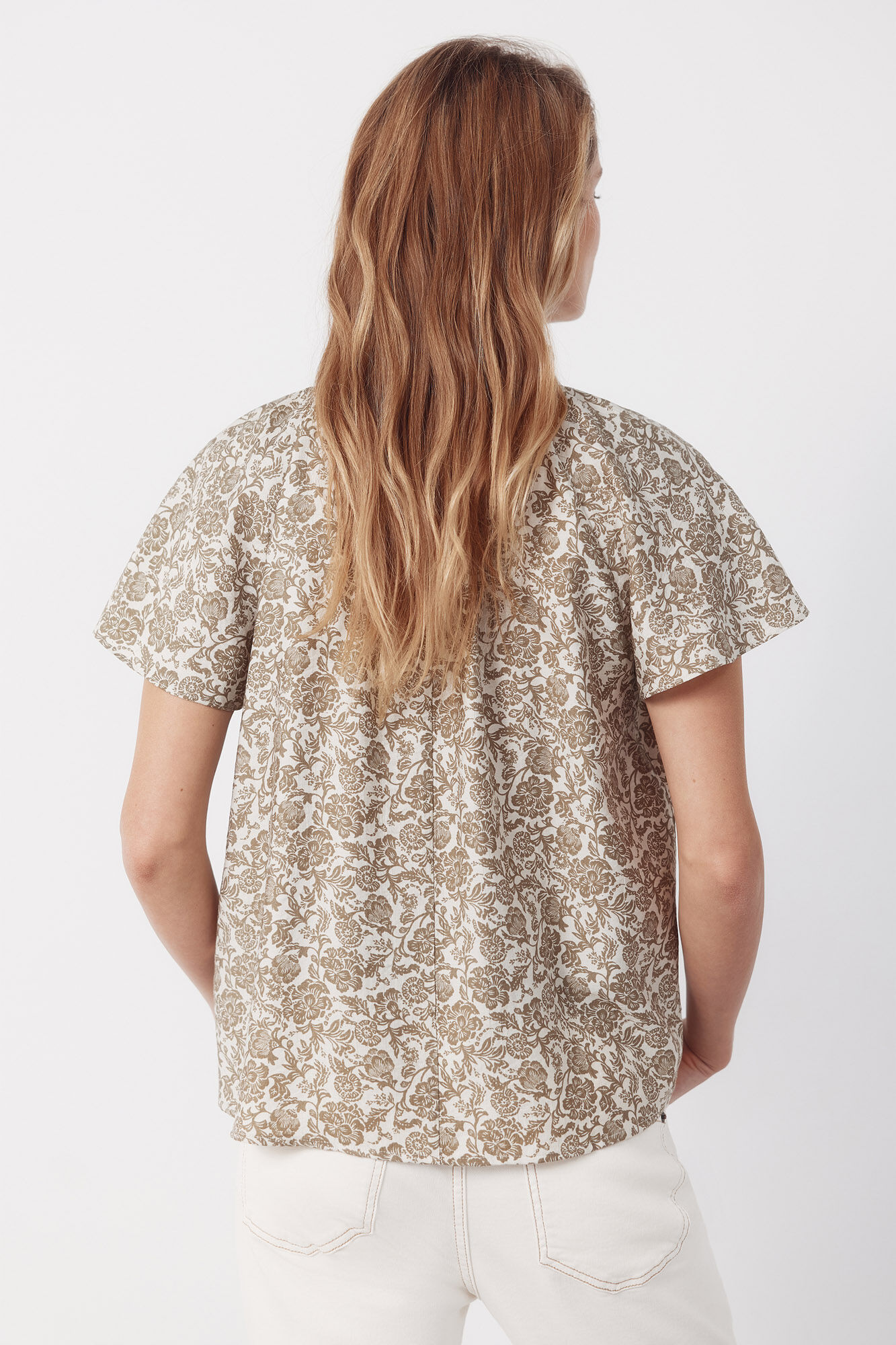 Cortefiel Raglan sleeve blouse Printed green