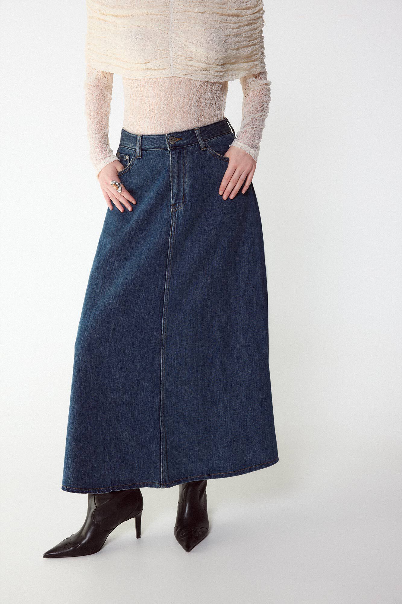 Slowlove Denim long skirt Blue