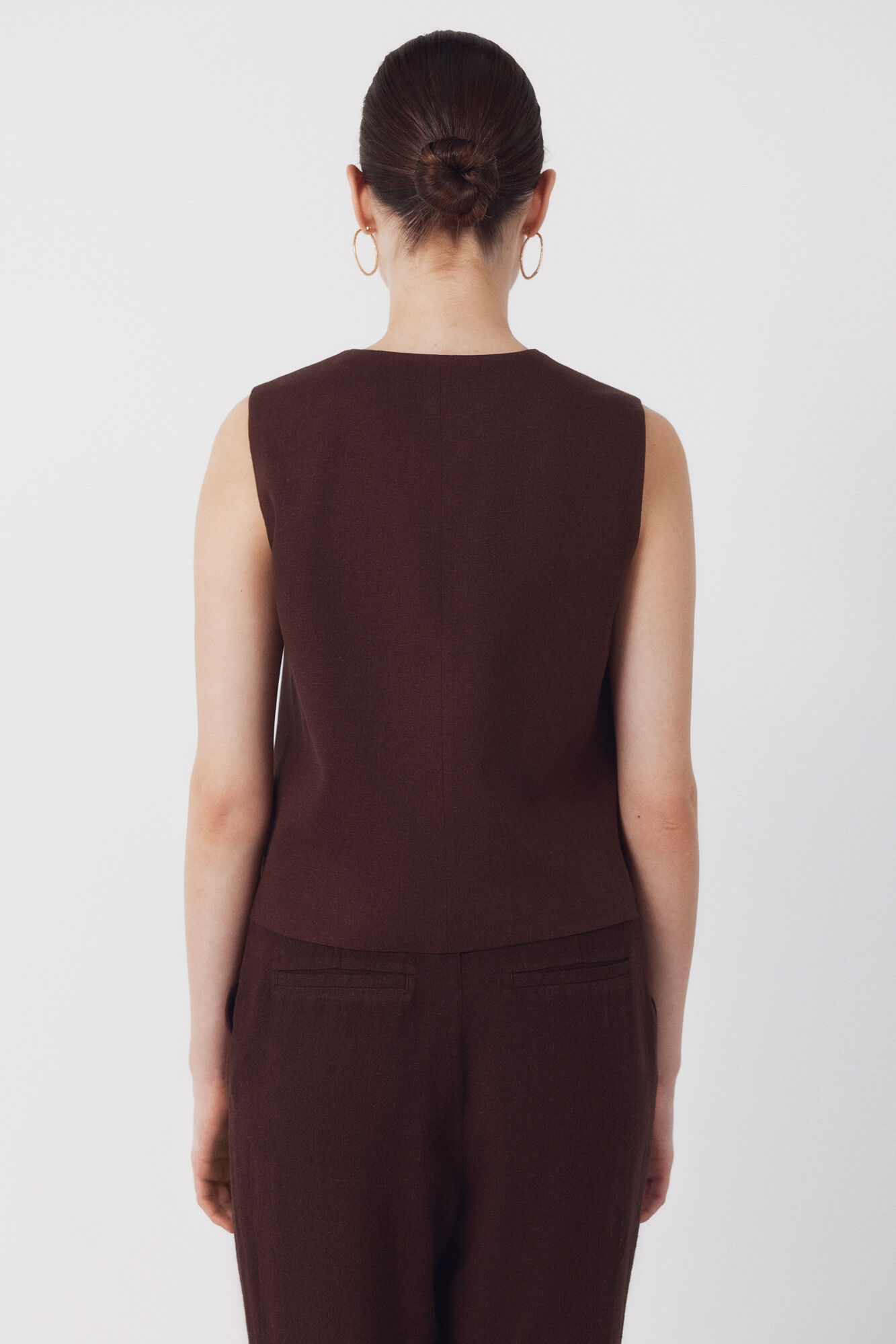 Cortefiel Tailored waistcoat Dark brown