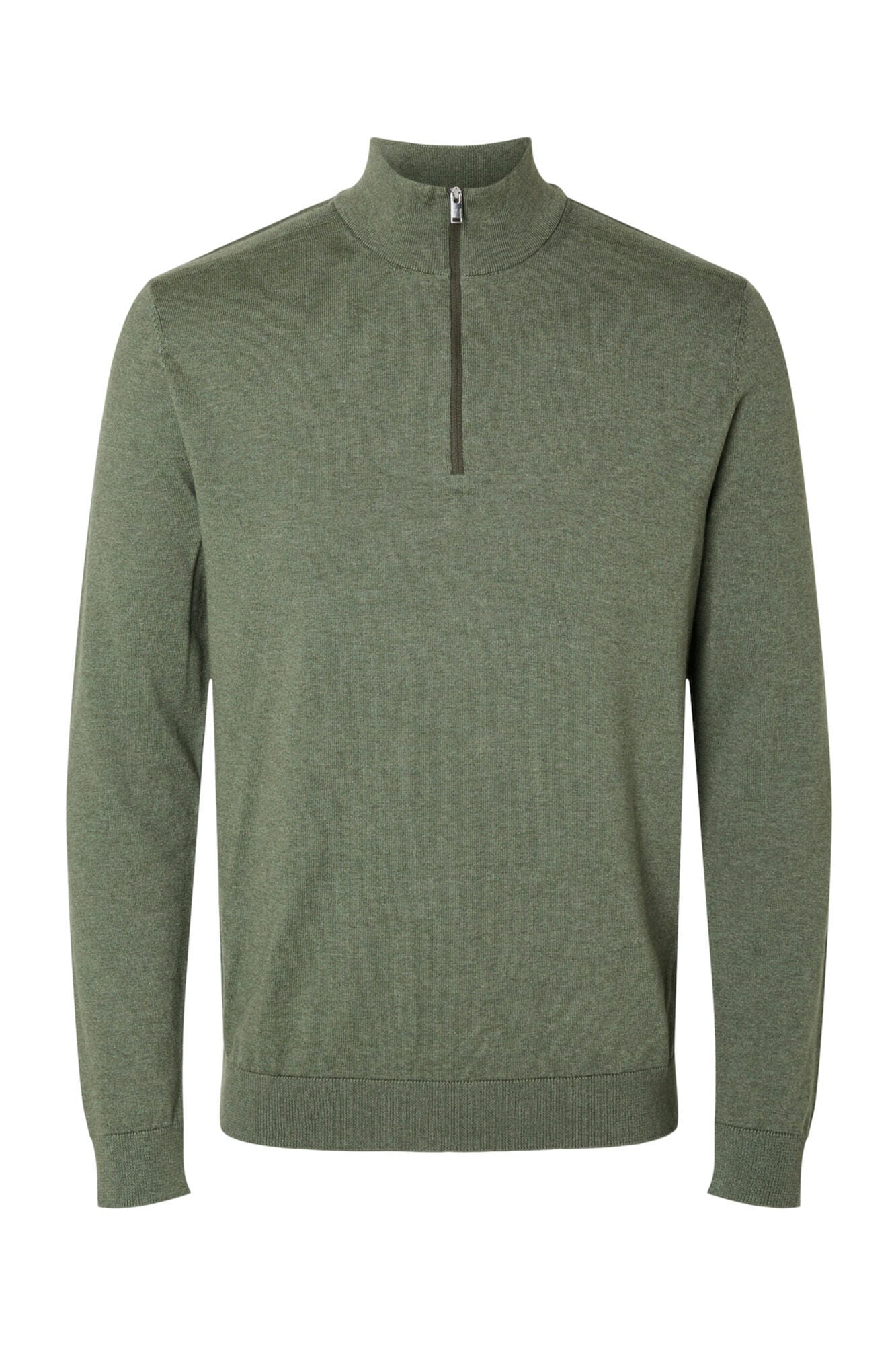 Selected 100% cotton stockings zip fastening jumper . Green