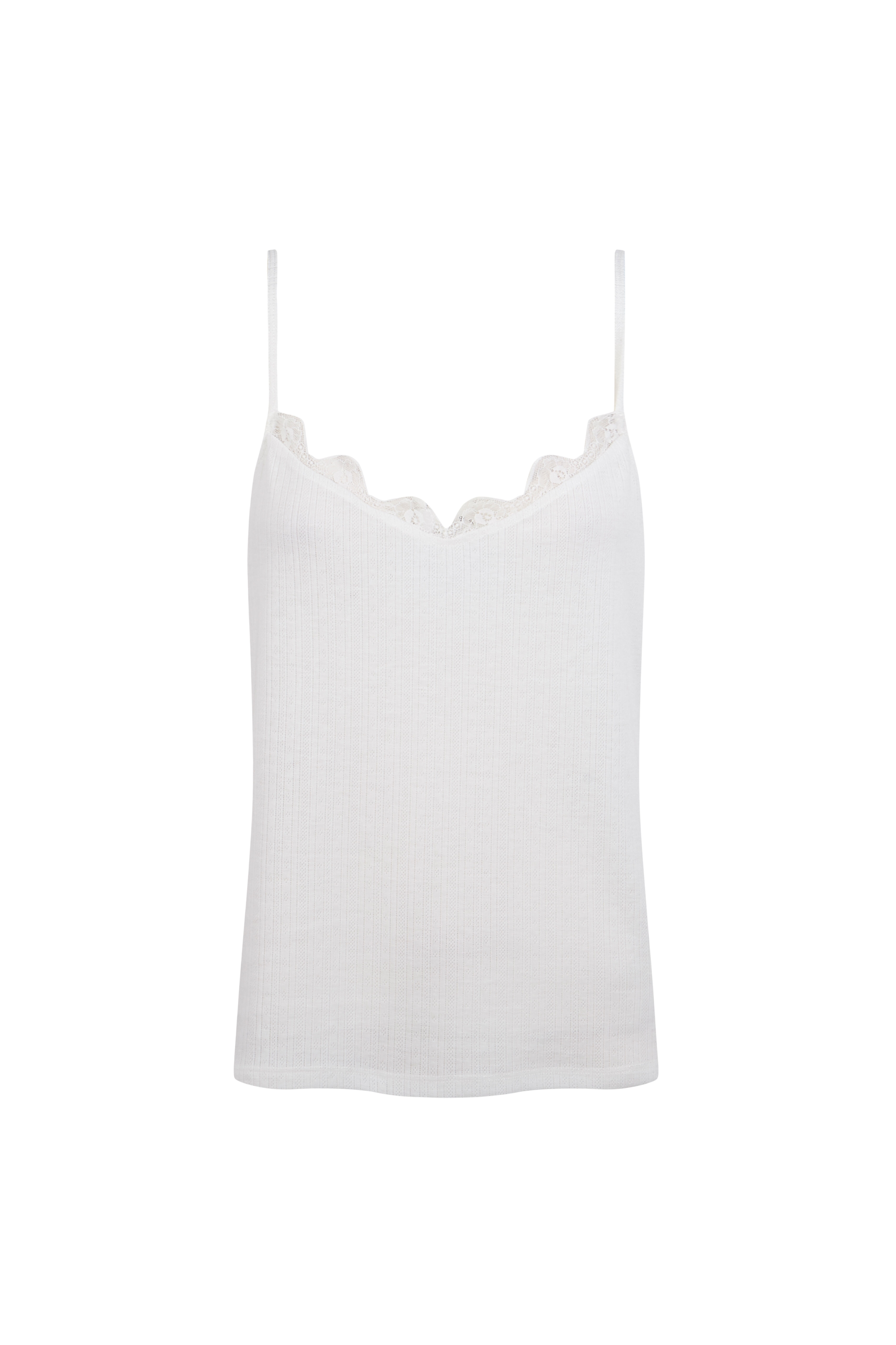 Slowlove Top tirantes detalle blonda Ecru