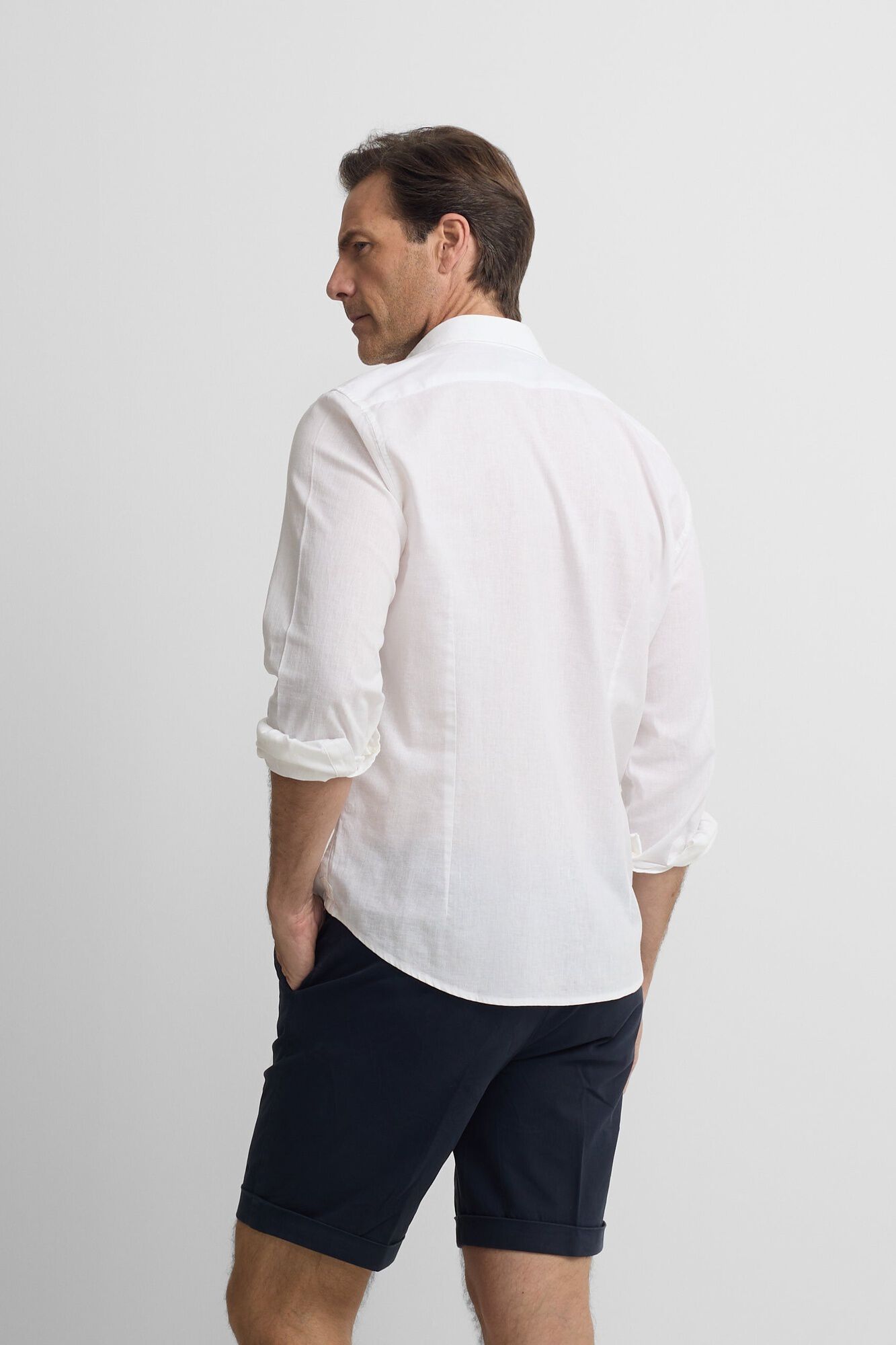 Silbon Camisa sport em linho Branco