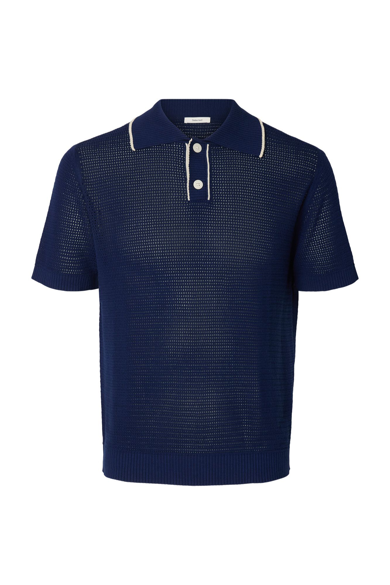 Selected Polo de malha manga curta Azul