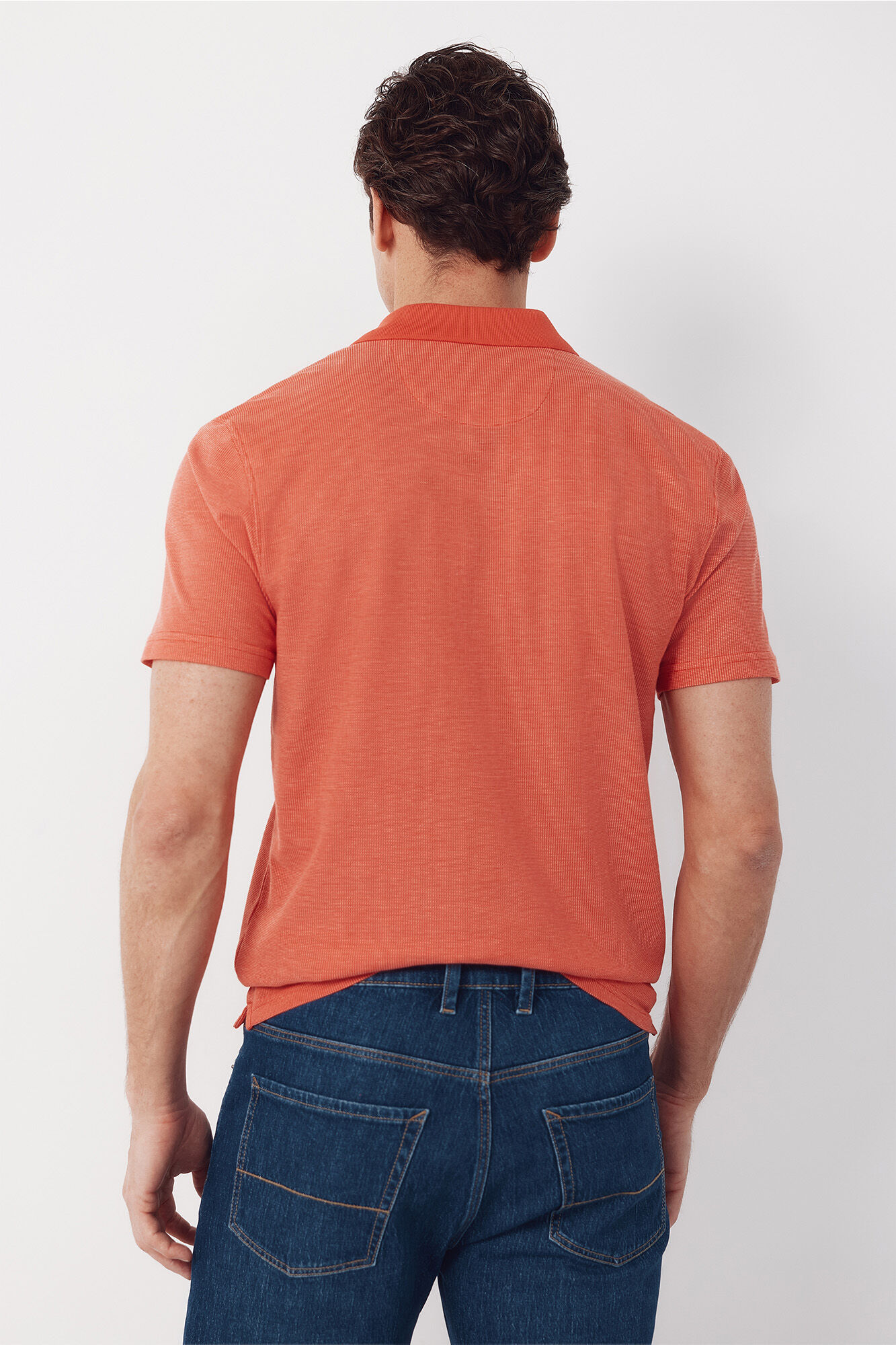 Cortefiel Textured polo shirt Coral