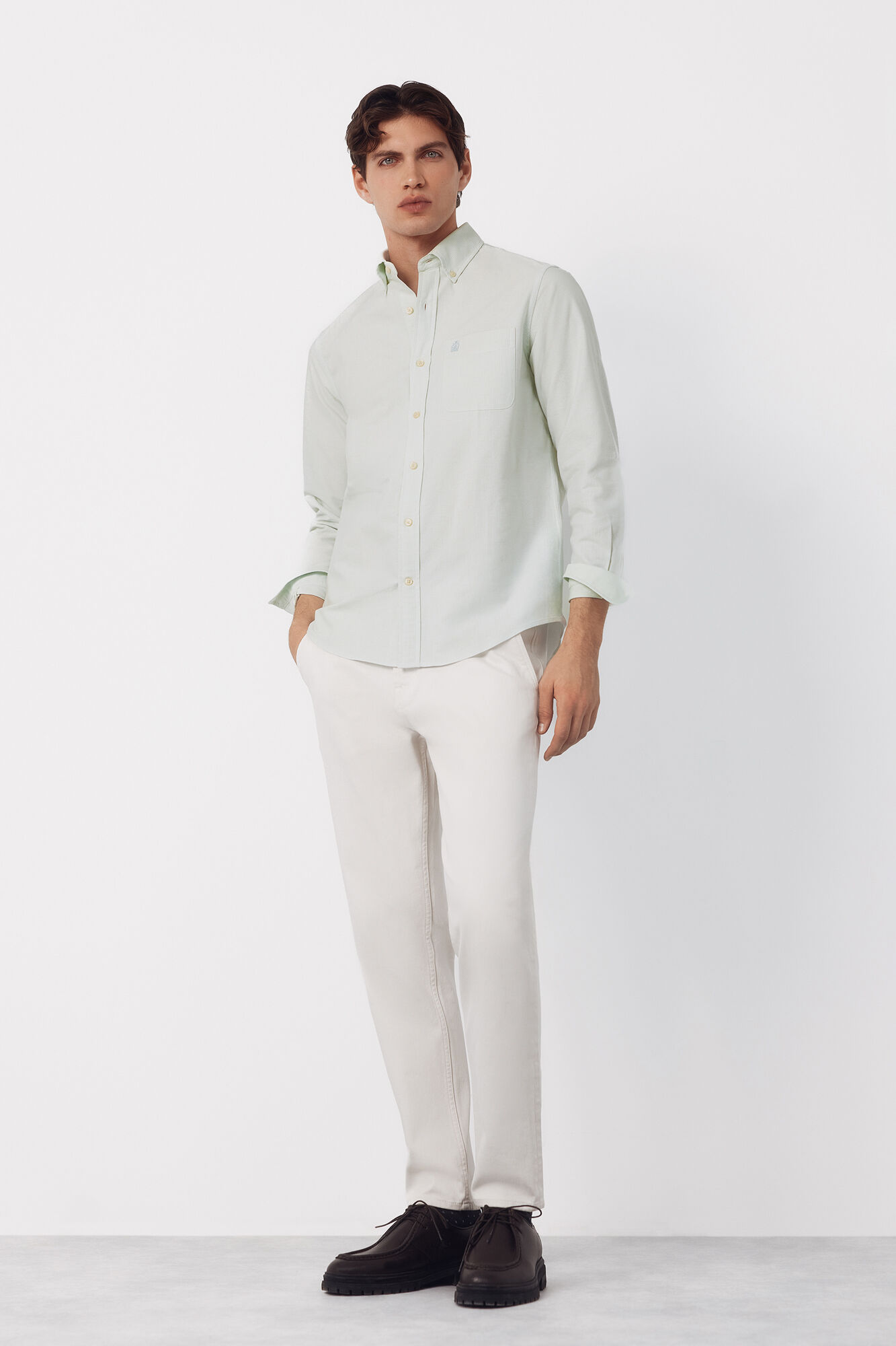 Cortefiel Candle stripe oxford shirt Dark green