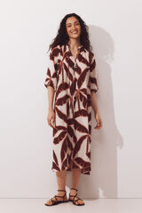 Cortefiel Wide printed kaftan Printed red