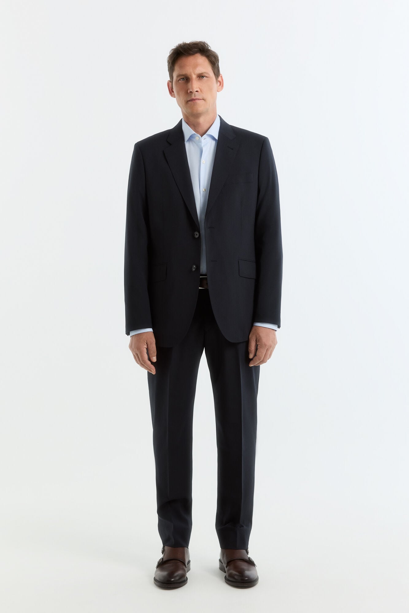 Cortefiel Navy smart fabric plaid slim trousers