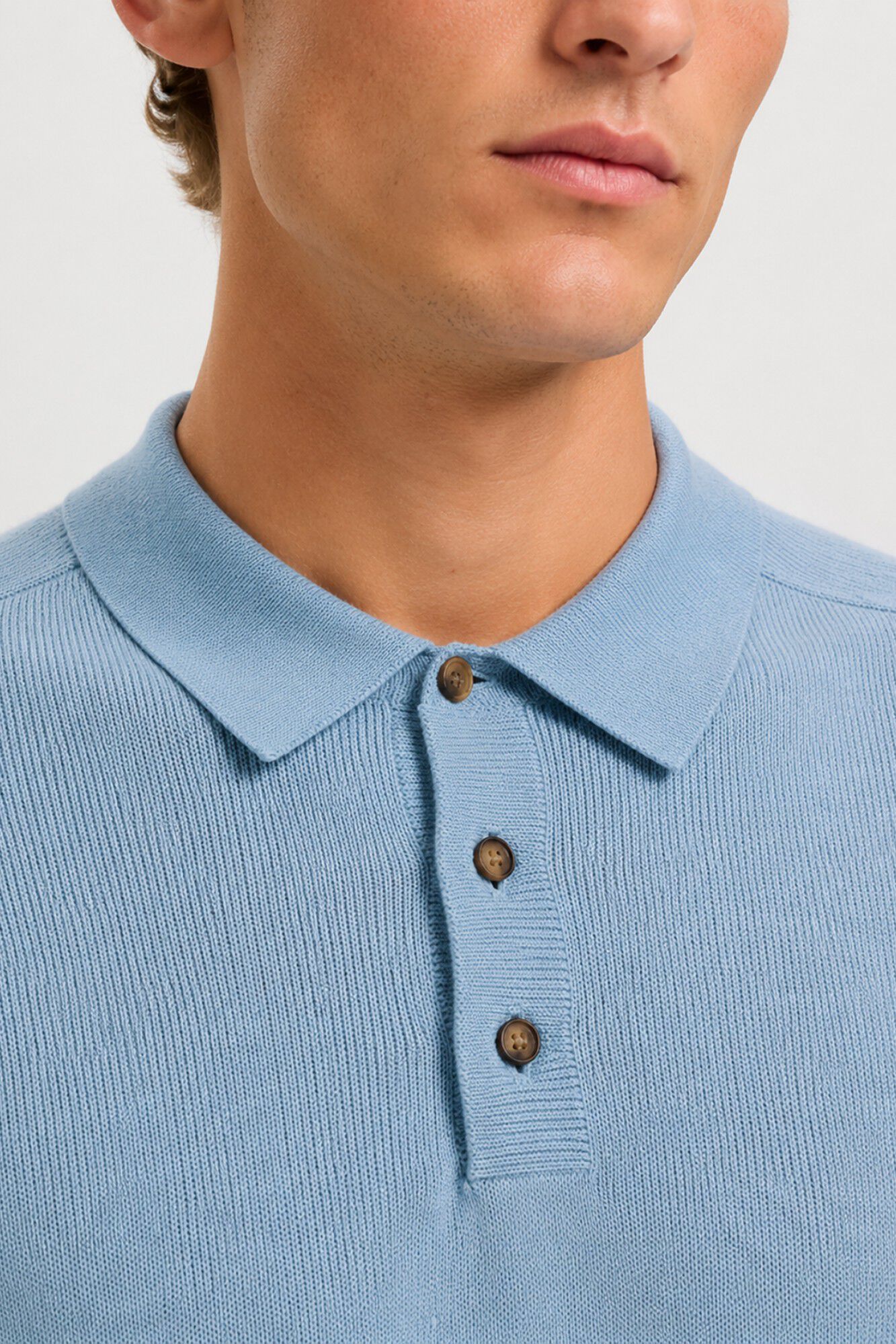 Selected Polo de malha de manga curta Azul