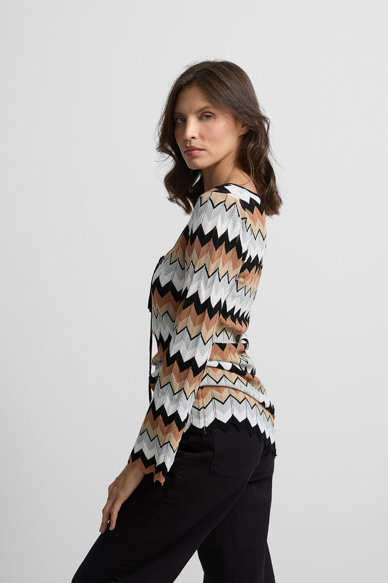 Silbon Top herringbone knot jersey-knit