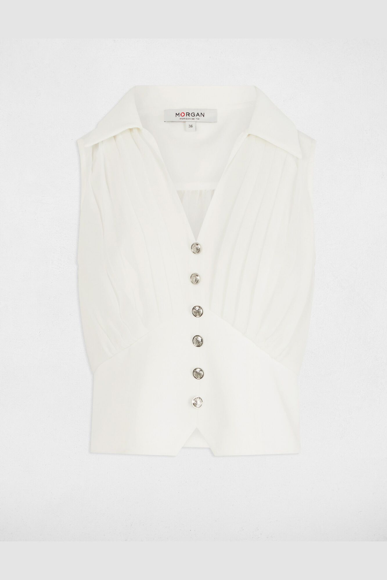 Morgan Top plissado sem mangas Branco