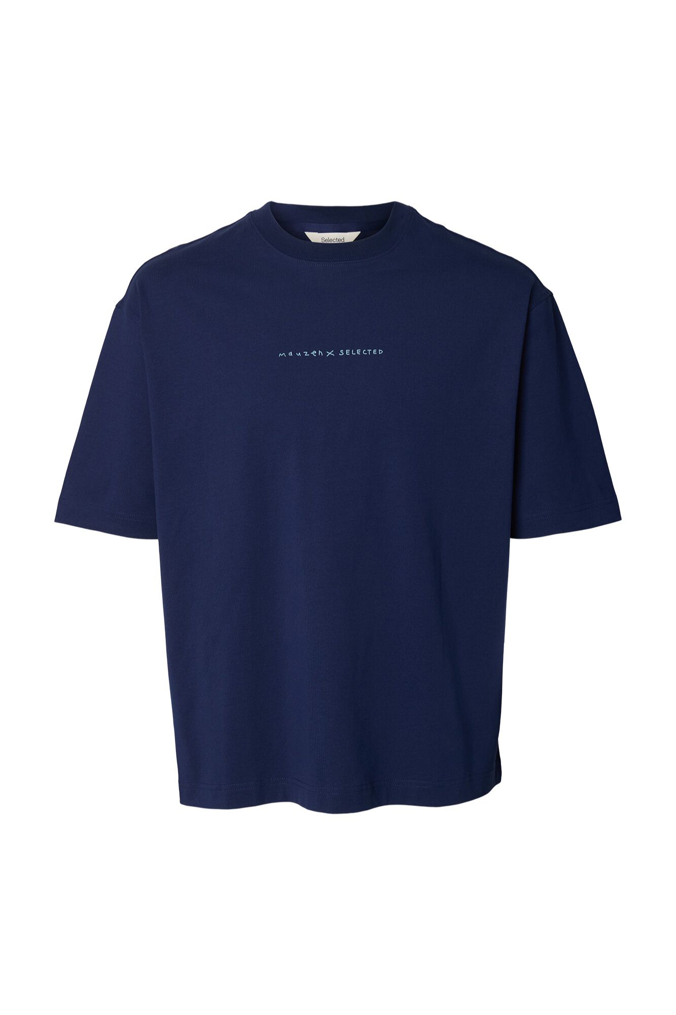 Selected T-shirt de manga curta relaxed Azul