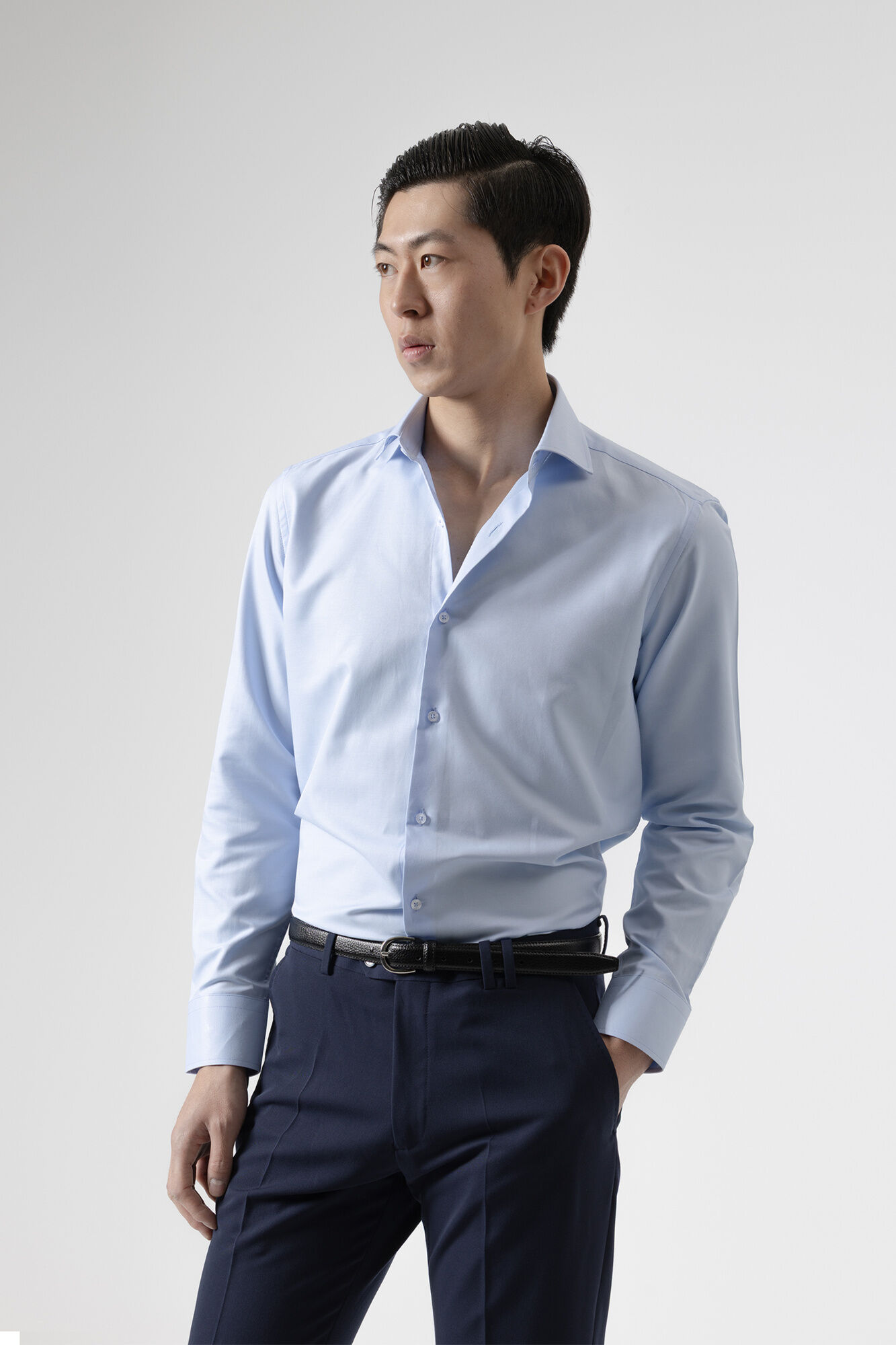 PuroEGO Camisa de vestir em sarja Azul