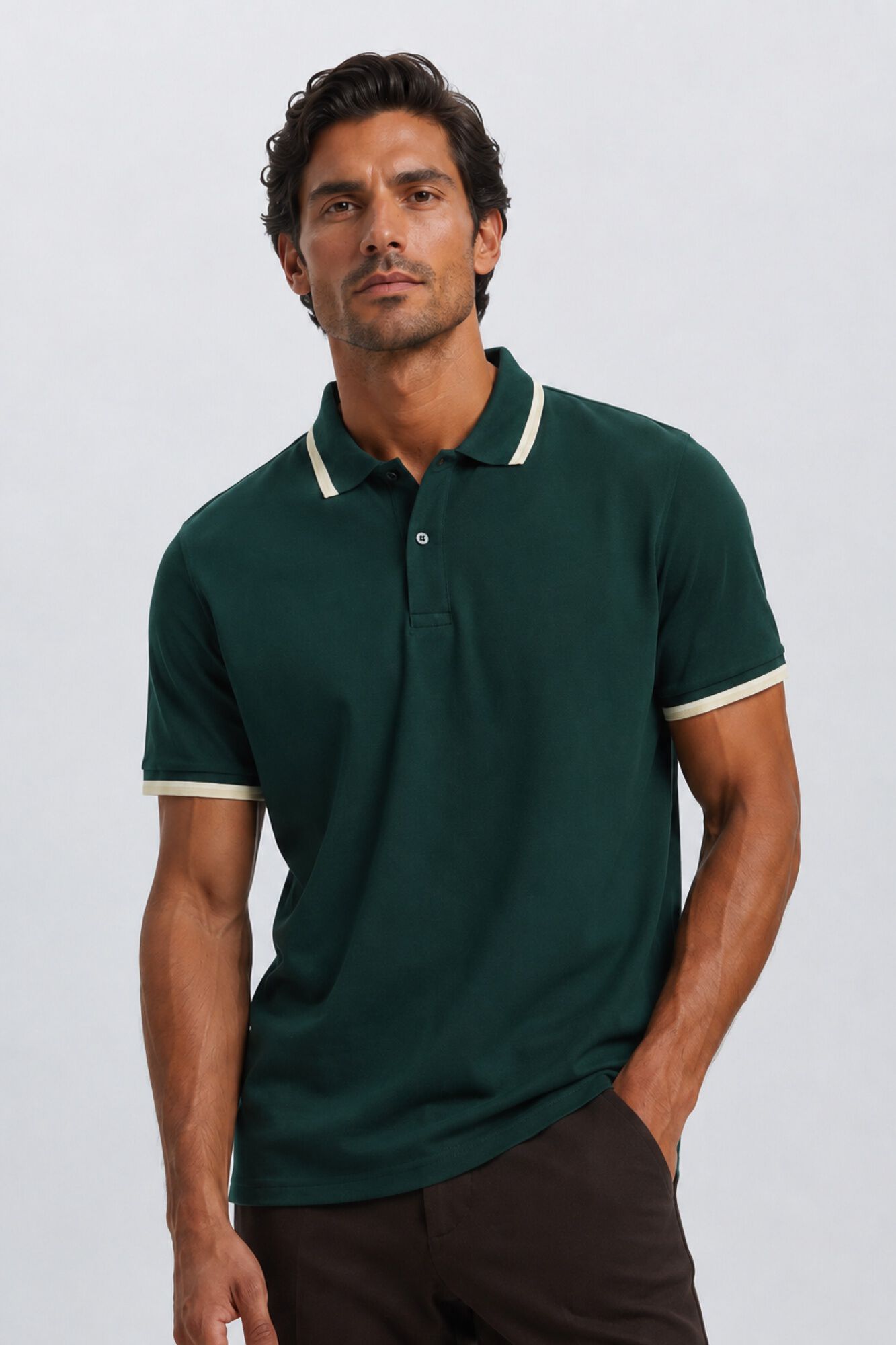 Selected Piqu&eacute; short sleeve polo shirt Dark green