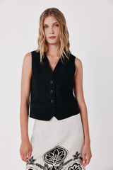 Cortefiel V-neck sleeveless gilet Black