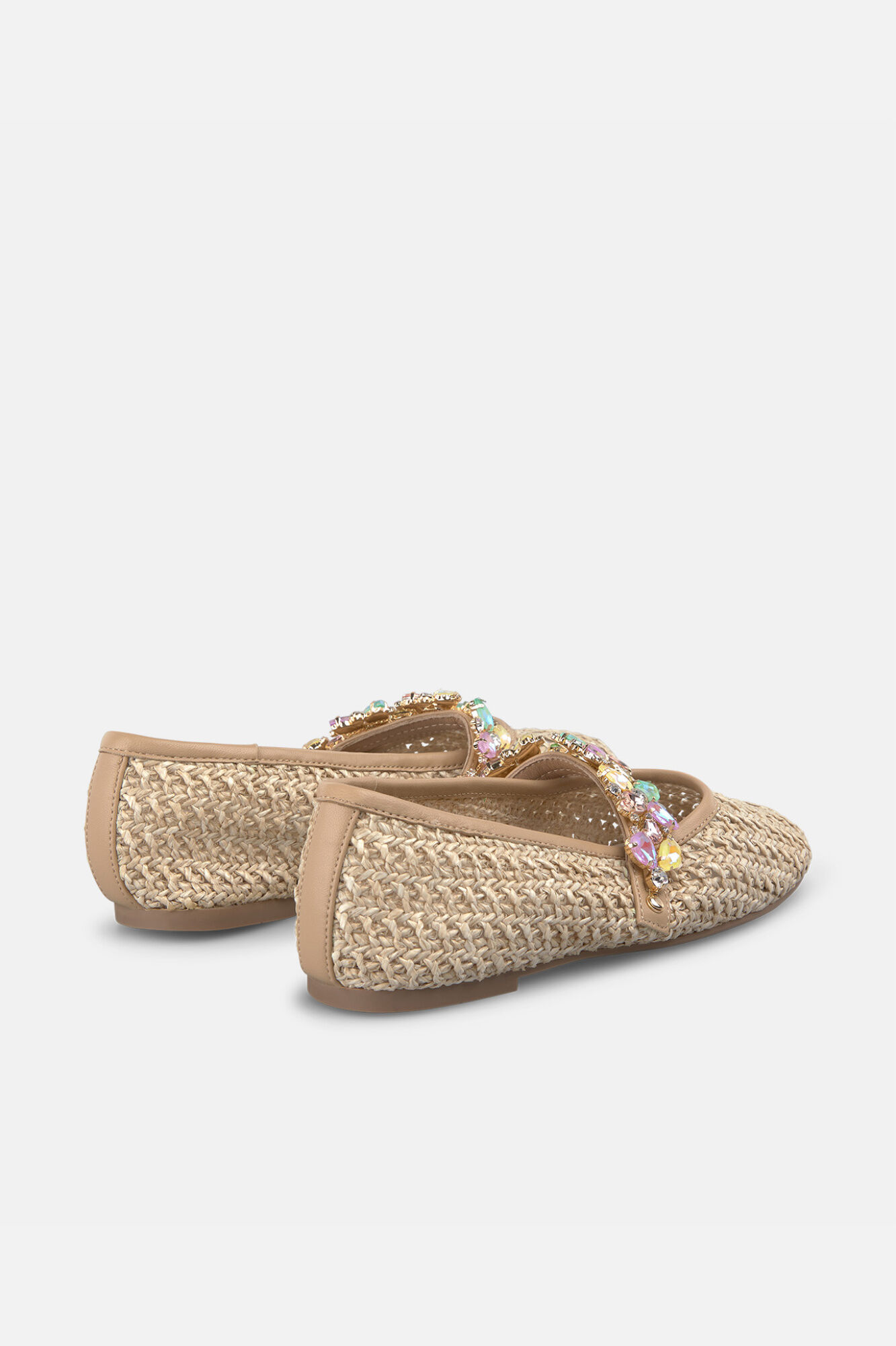 Alma en Pena Raffia jewel ballet flats Nude