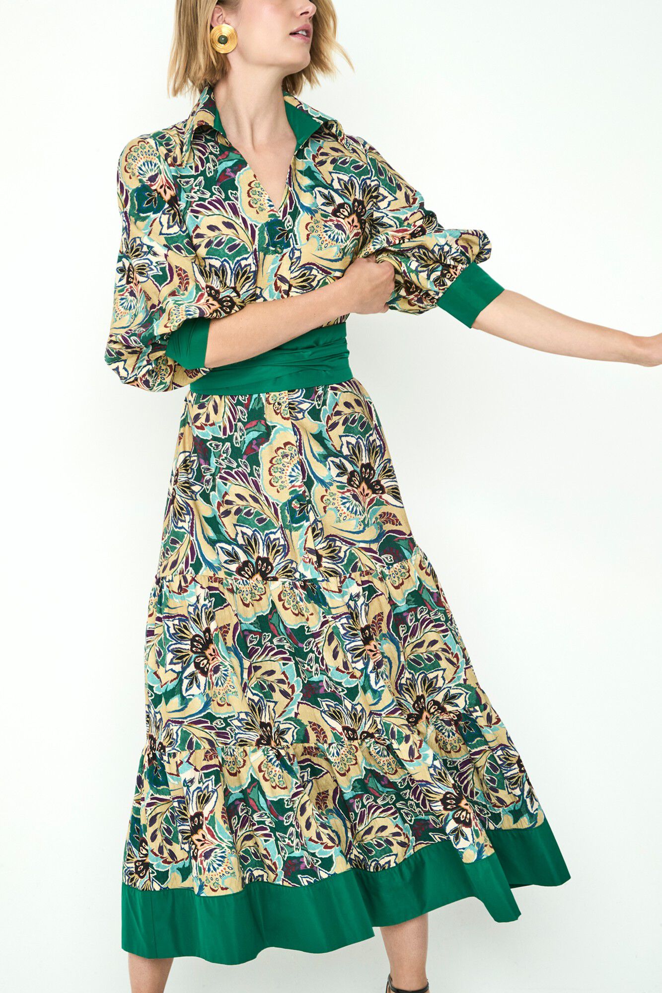Panambi Vestido midi estampado Giana Verde