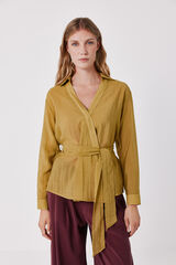 Cortefiel Lightweight wrap blouse Yellow