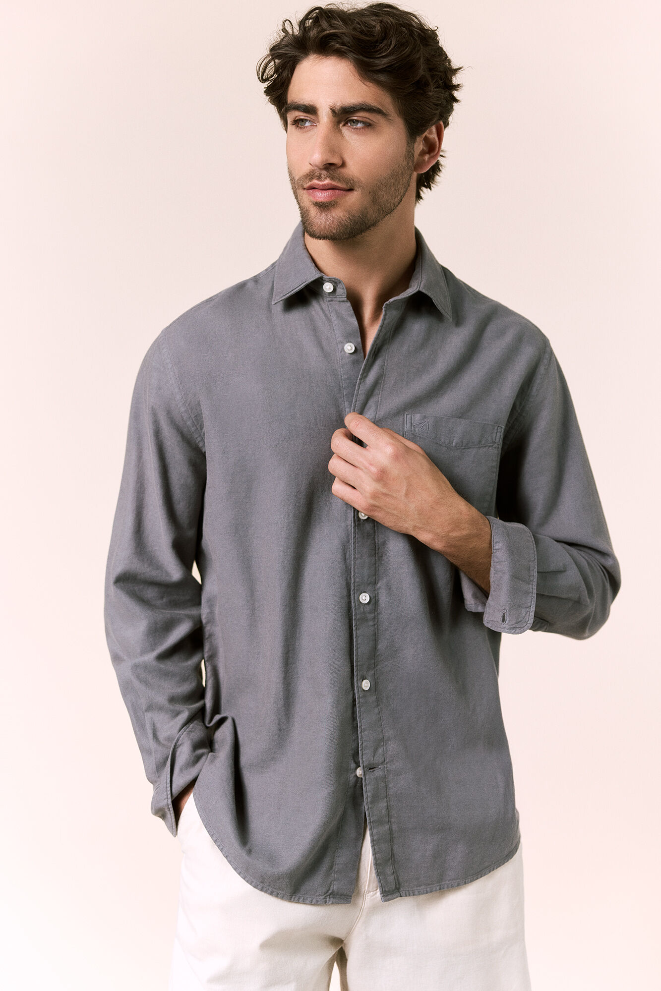 OOTO Camisa lisa fluida Gris