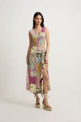 Silbon Patchwork print midi dress Multicolour