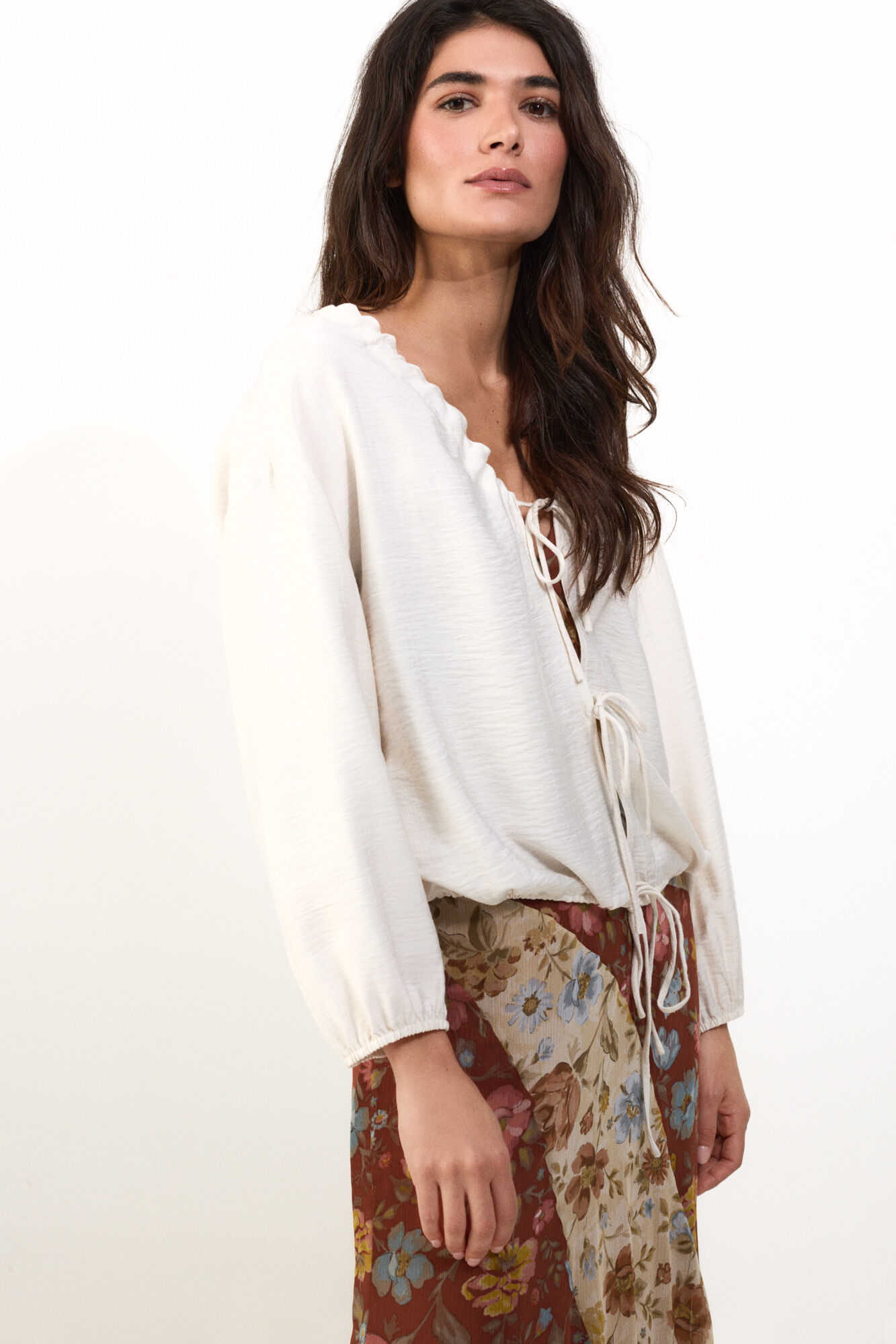 Slowlove Blusa com la&ccedil;adas Branco