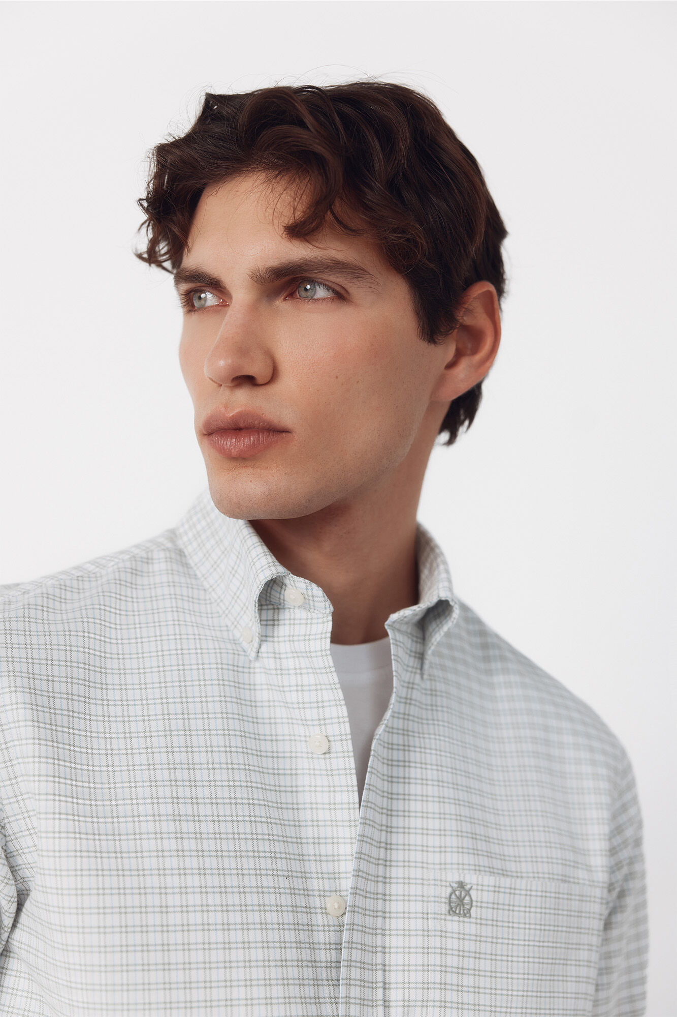 Cortefiel Checked Oxford shirt Dark green