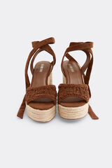 Slowlove Sandalia plataforma crochet Castanho