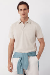 Cortefiel Striped polo shirt with pocket Beige
