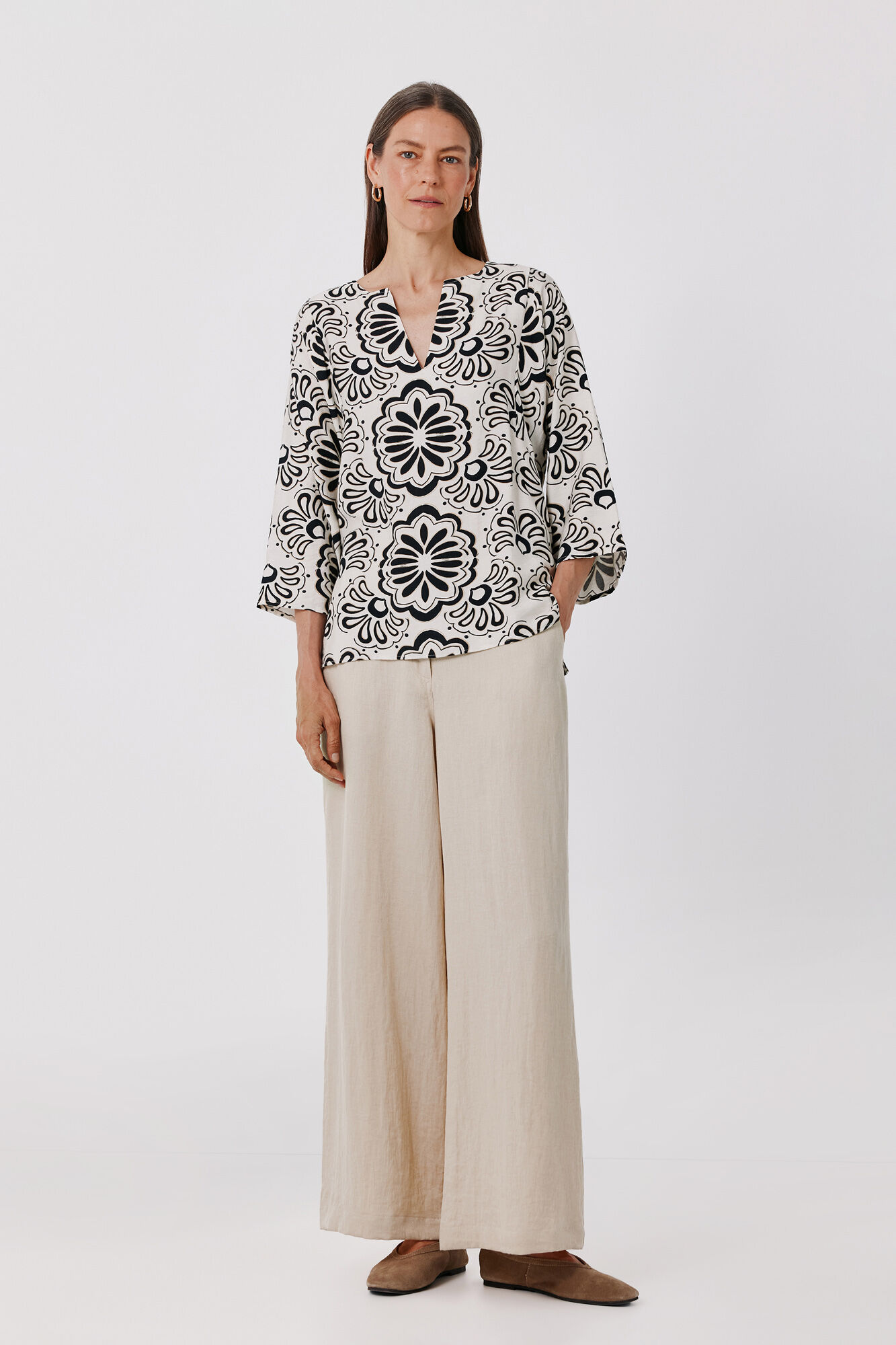 Cortefiel Printed loose tunic blouse