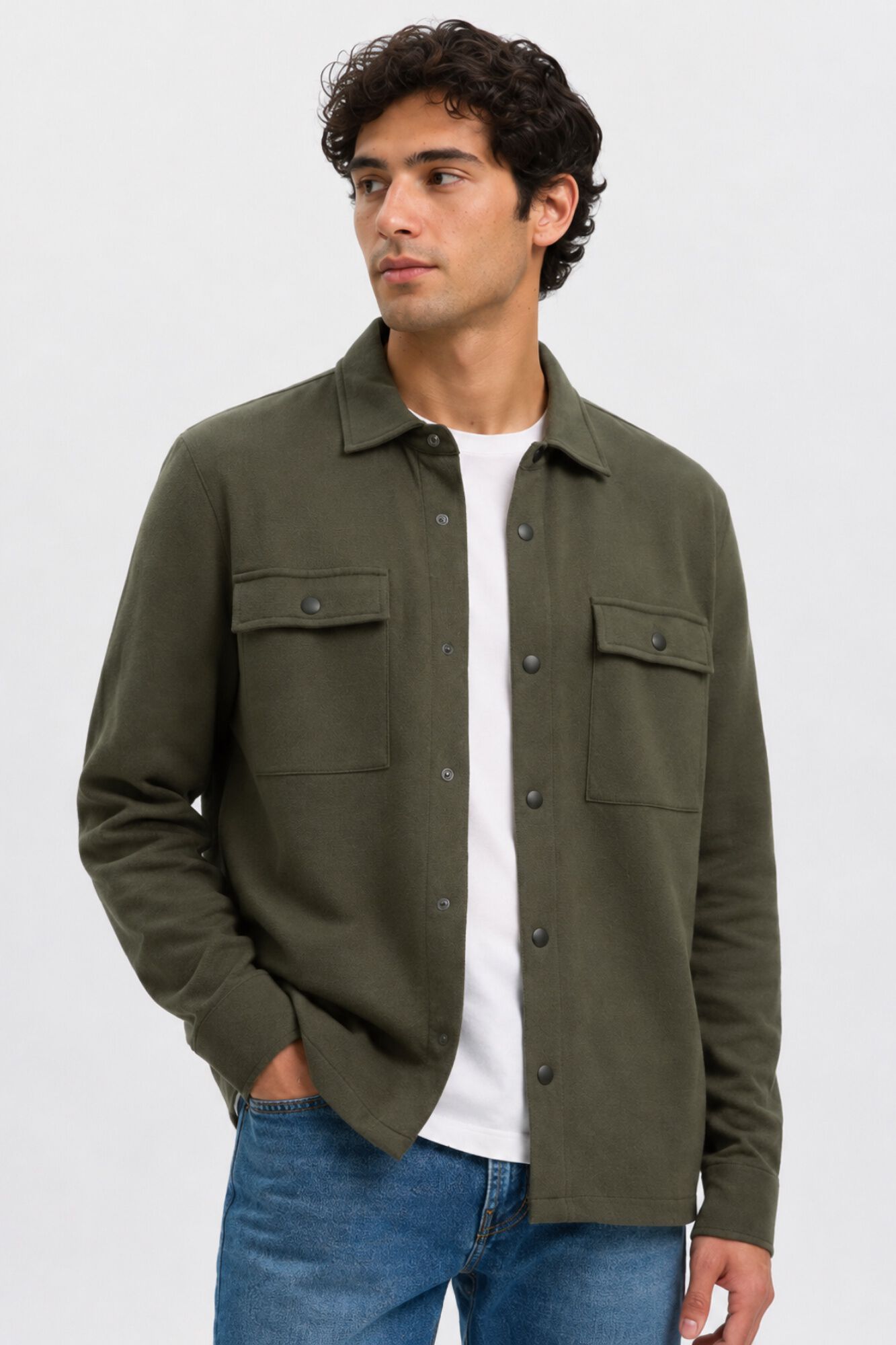 Selected Jacket with buttons Dark green