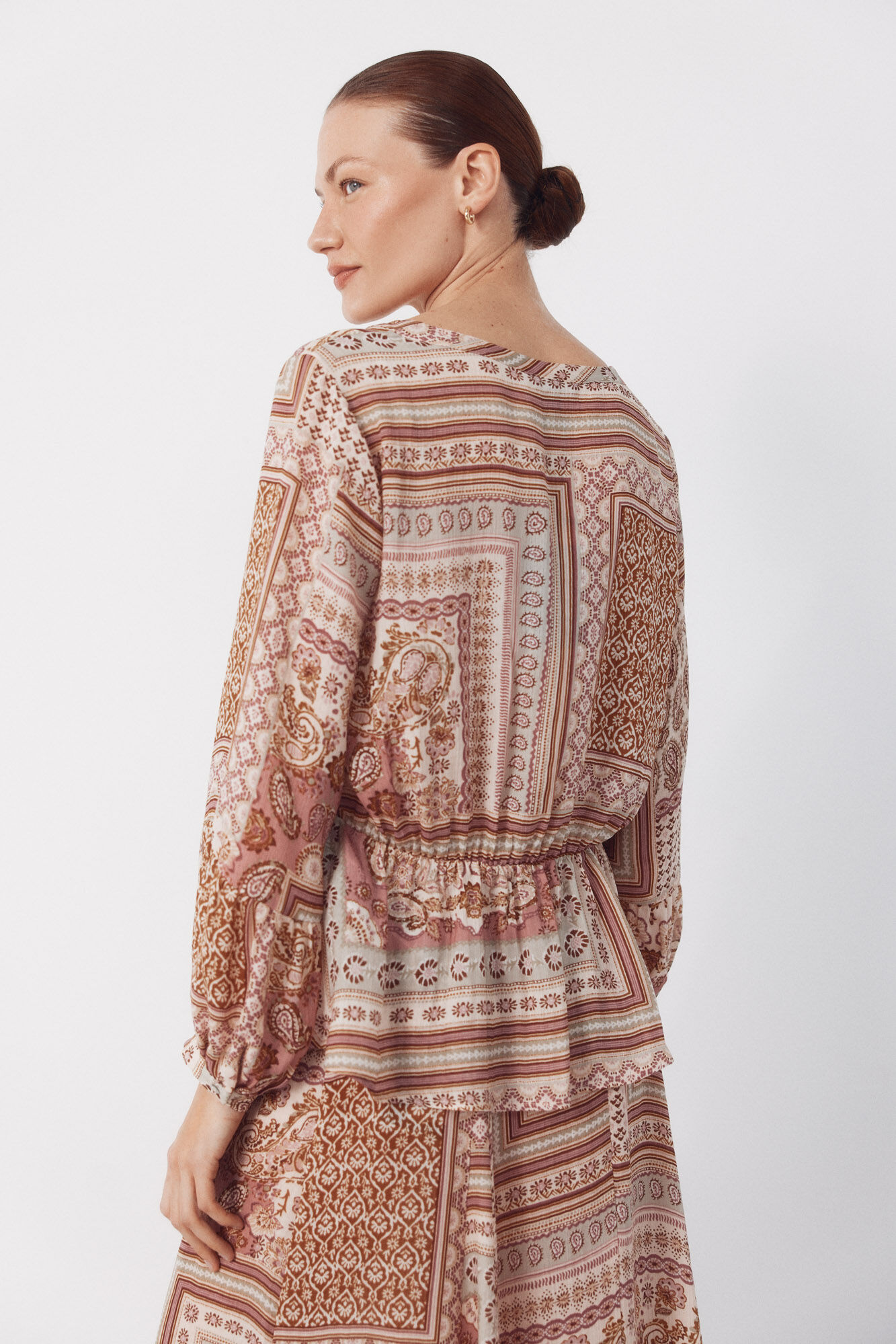 Cortefiel Printed blouse Brown