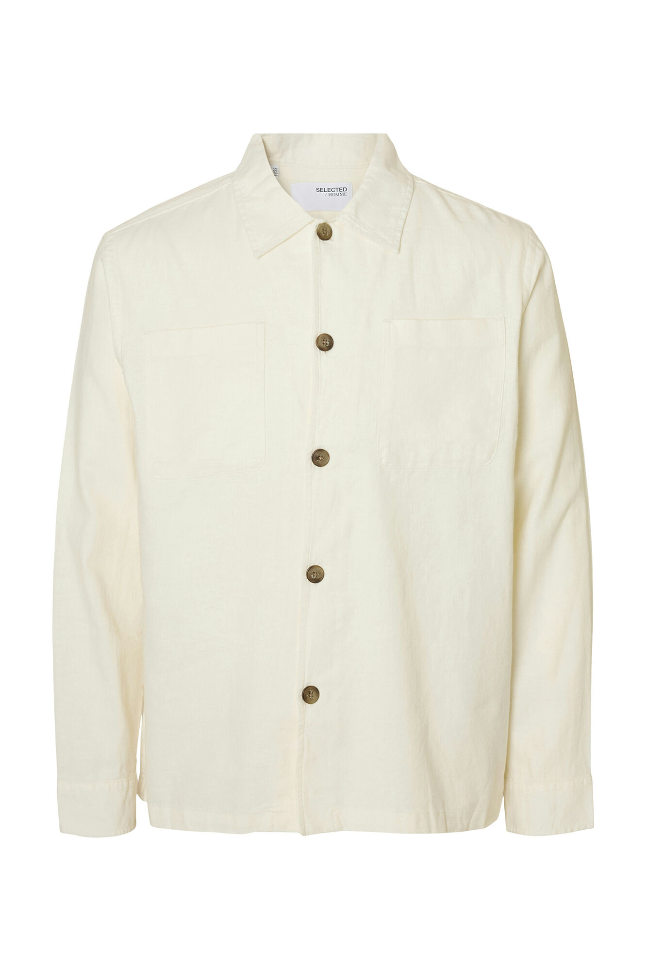 Selected linen overshirt White