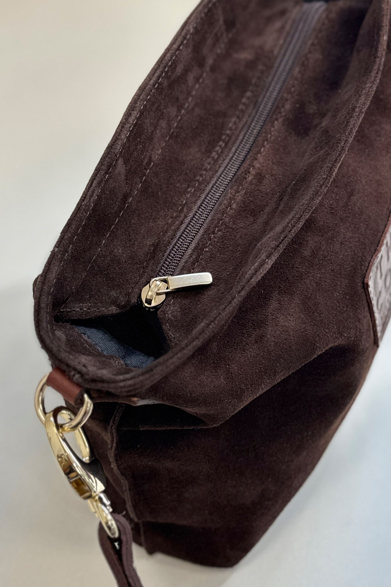 The Code Suede Dakota crossbody Dark brown