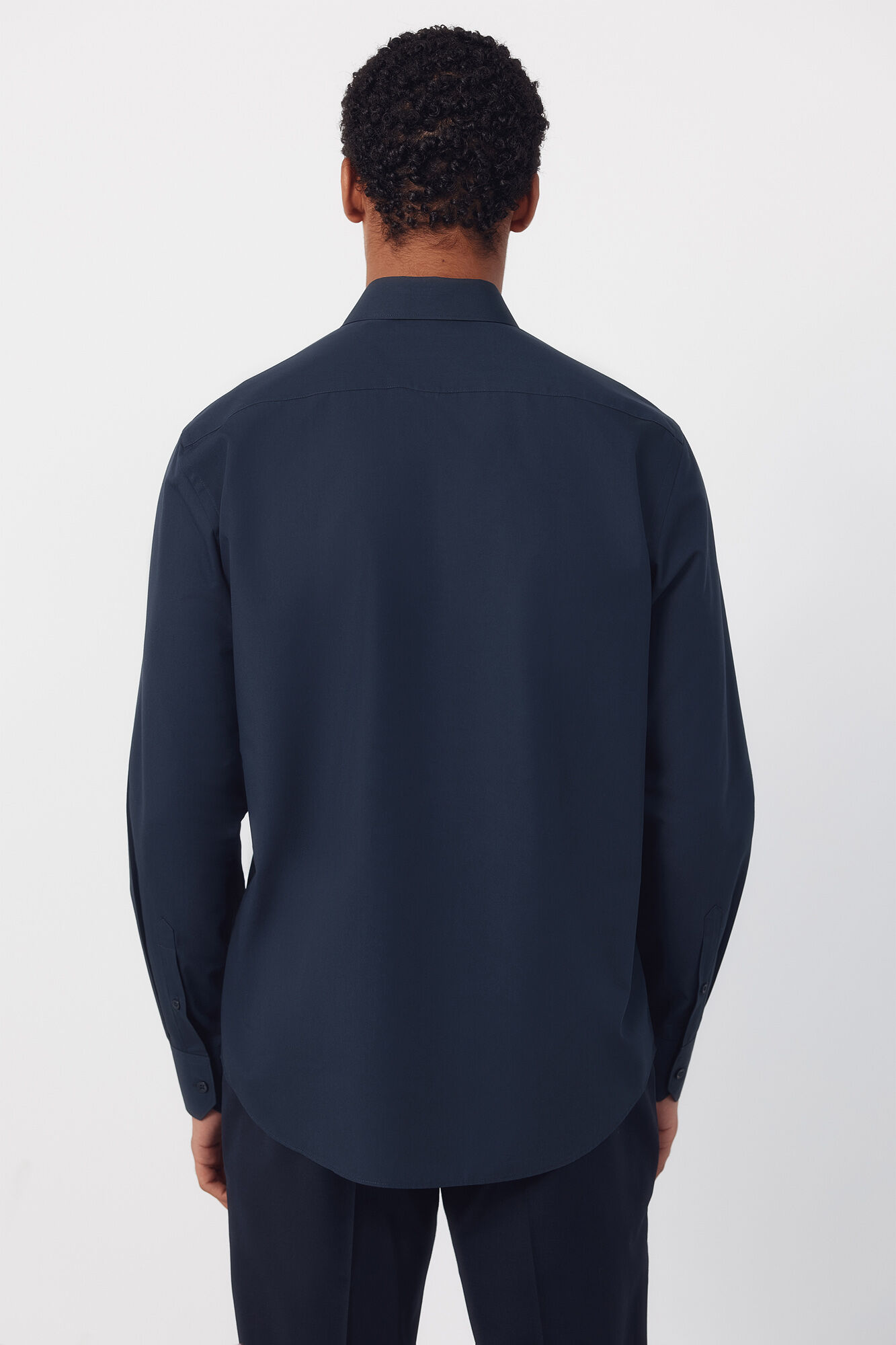 Cortefiel Camisa social lisa de algod&atilde;o tencel Azul