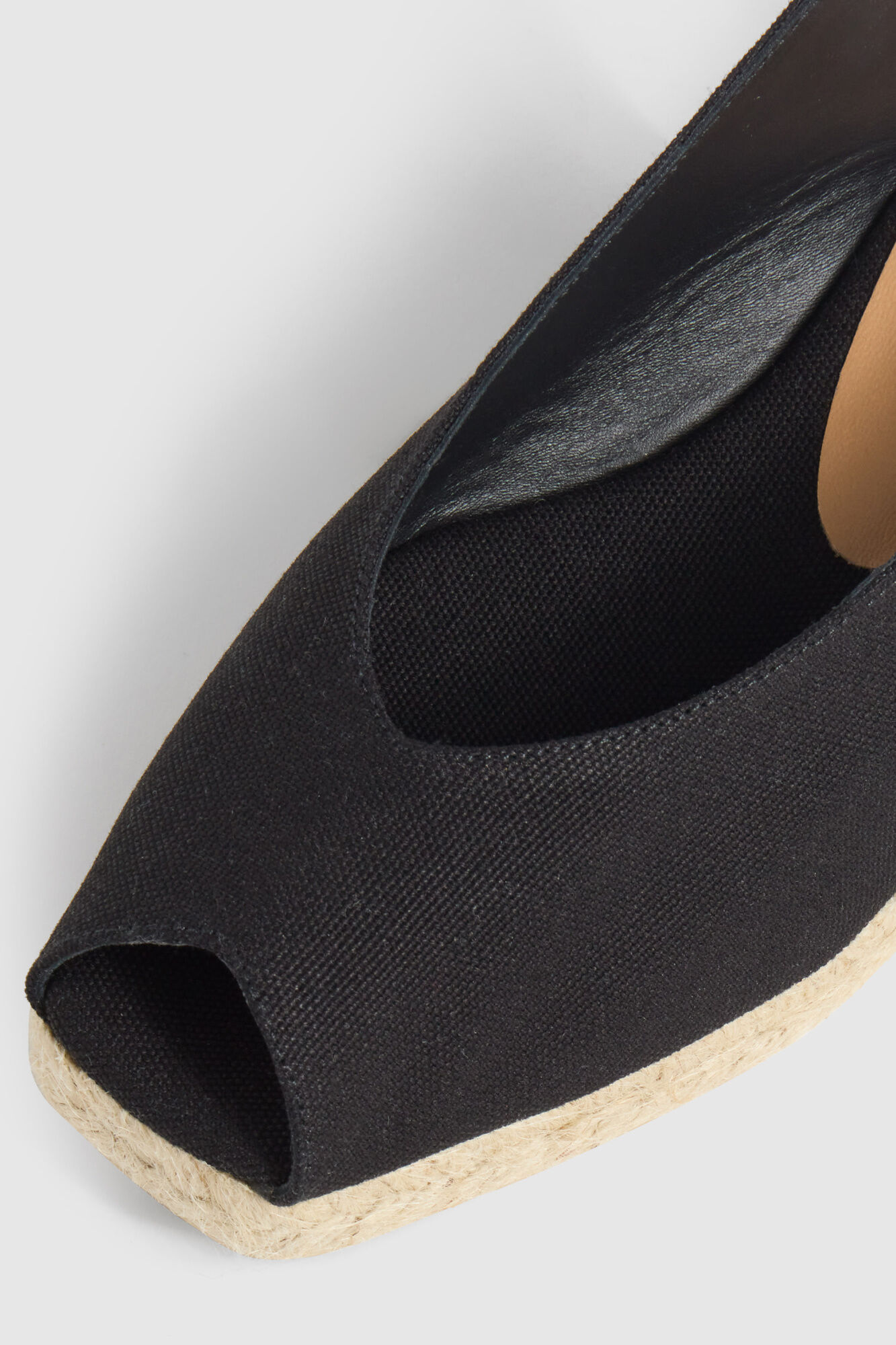 Casta&ntilde;er Natural jute wedge espadrille Black