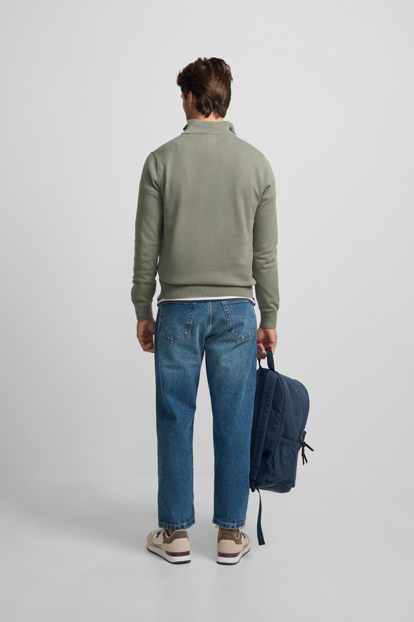 Silbon Plain half-zip jumper Kaki