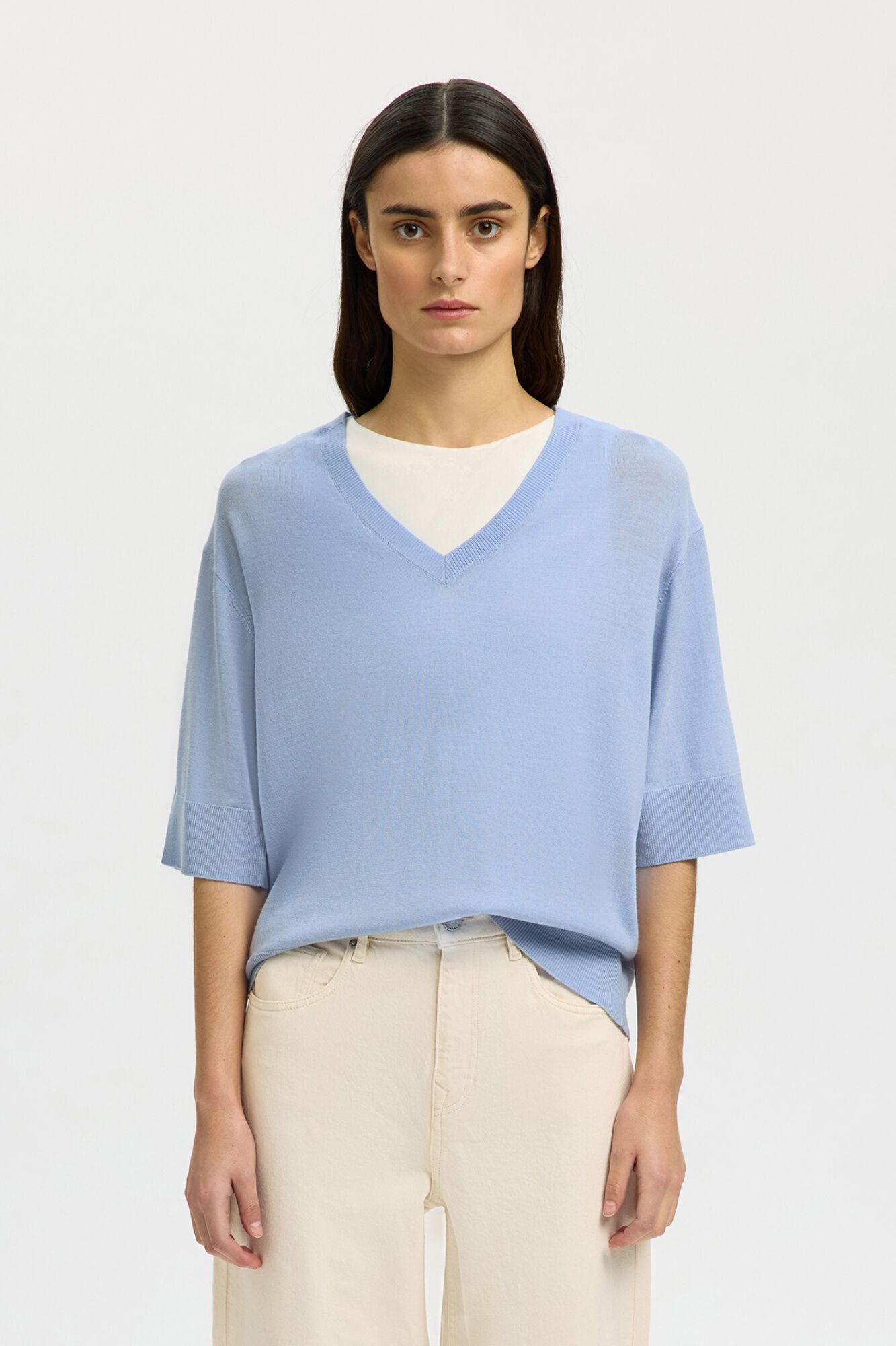 Selected Jersey fino manga corta Azul