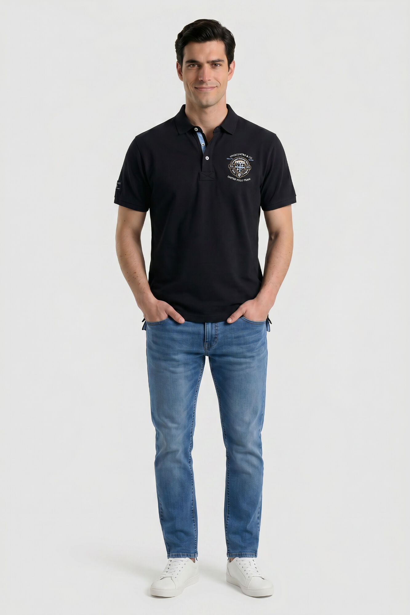 Valecuatro Polo semibordado United Preto