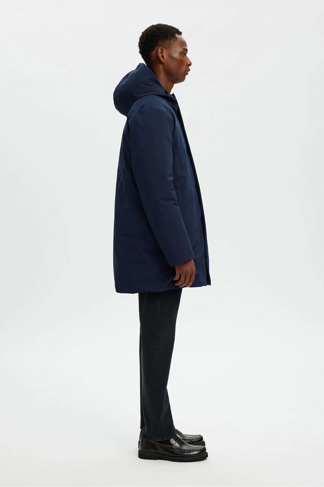 Selected Waterproof parka with hood Navy