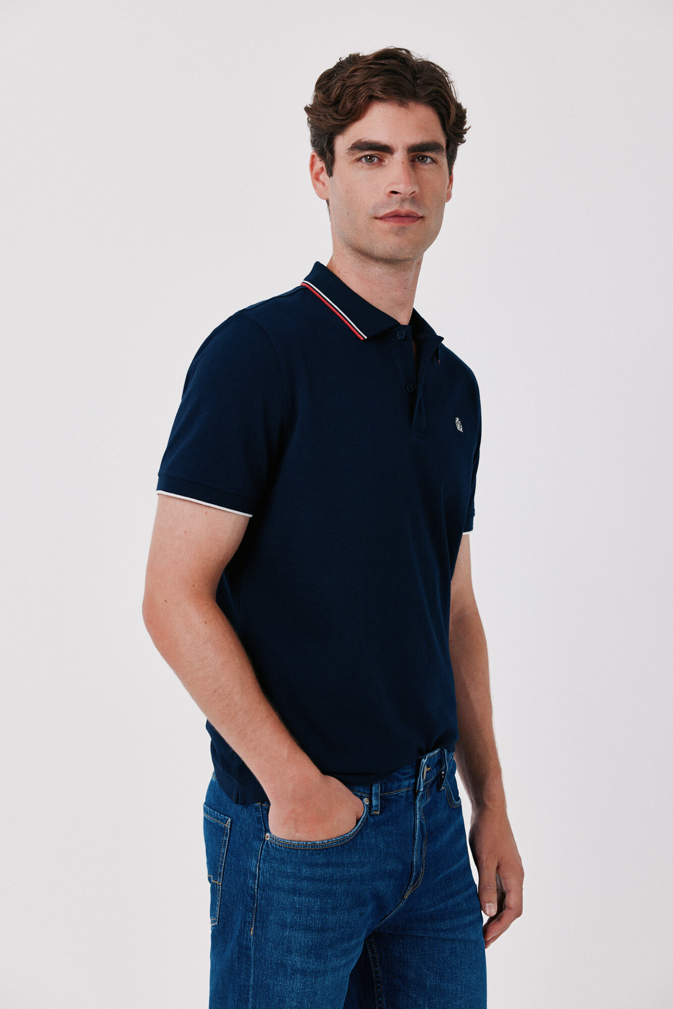 Cortefiel Piqu&eacute; polo shirt Navy