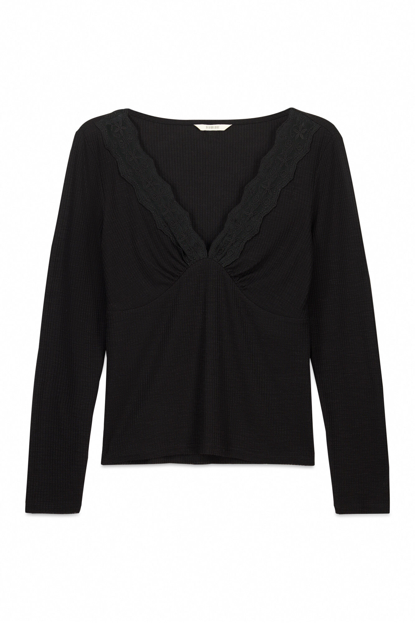 Slowlove Lace detail structure top Black