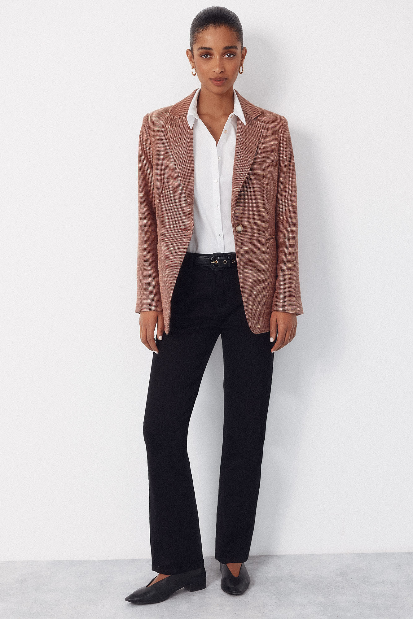 Cortefiel Blazer tejido con textura Naranja
