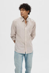 Selected Camisa de linho slim fit Tostado