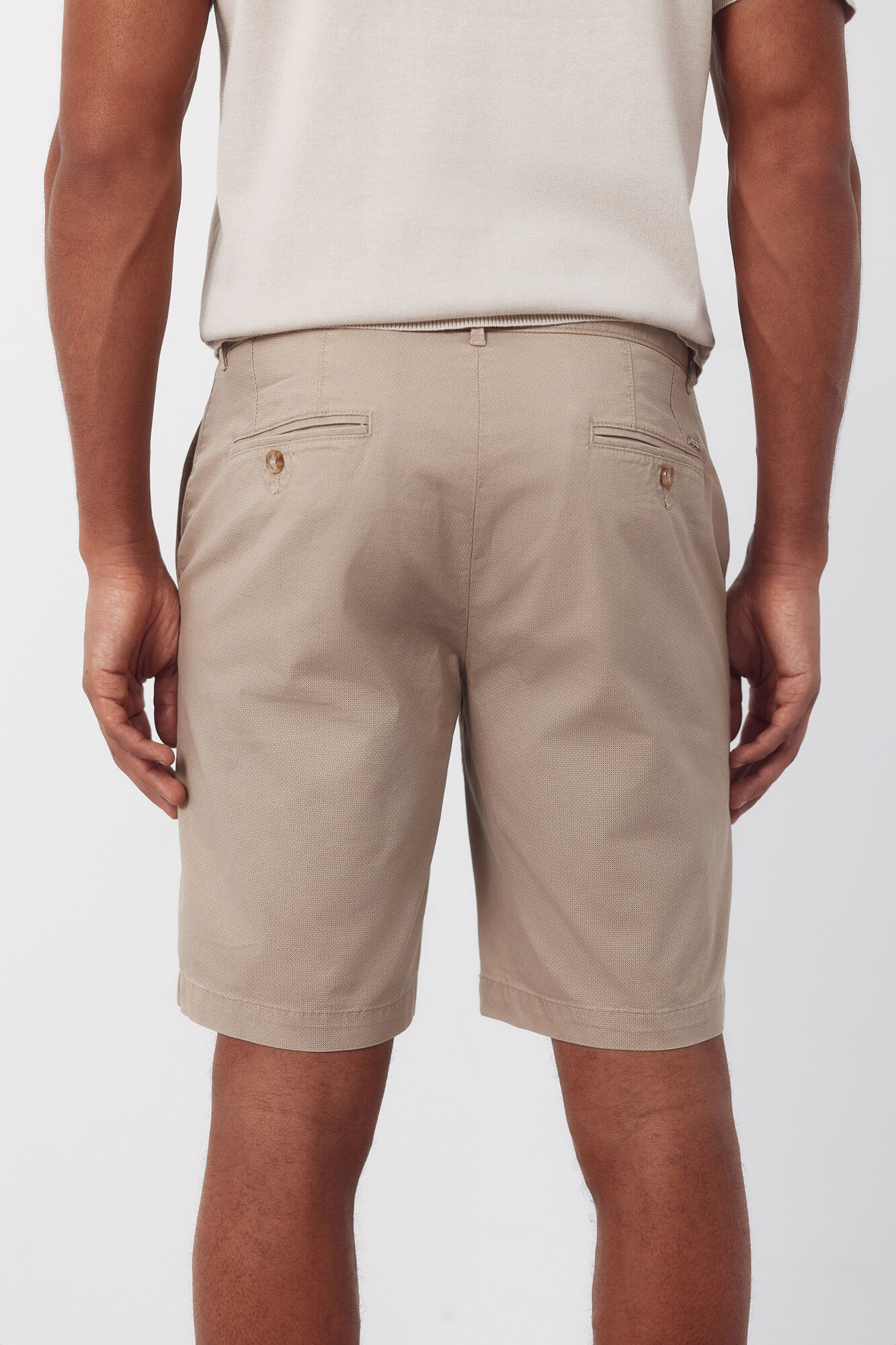 Cortefiel Lightweight regular chino Bermuda shorts Beige