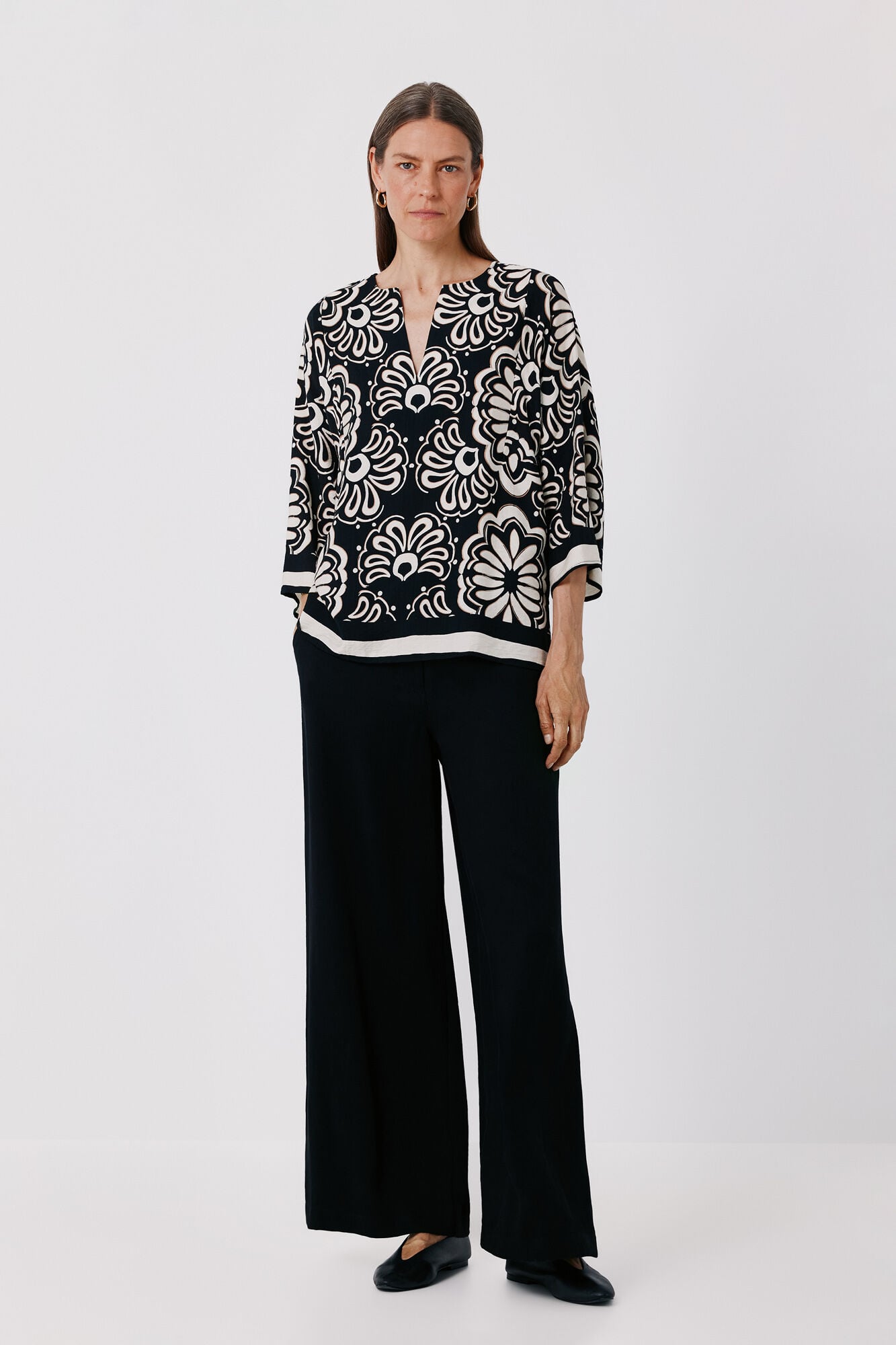 Cortefiel Printed loose tunic blouse
